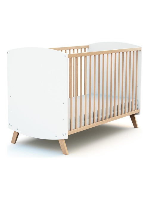 At4 - cama de grades de madeira 60 x 120 cm branco e faia - Kiabi