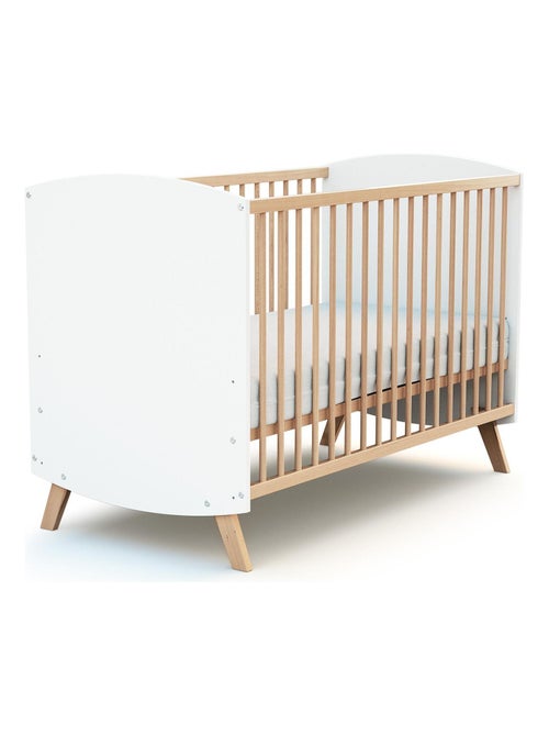At4 - cama de grades de madeira 60 x 120 cm branco e faia - Kiabi