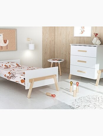 At4 - conjunto cama e mesa trocador canaille de madeira com 3 gavetas