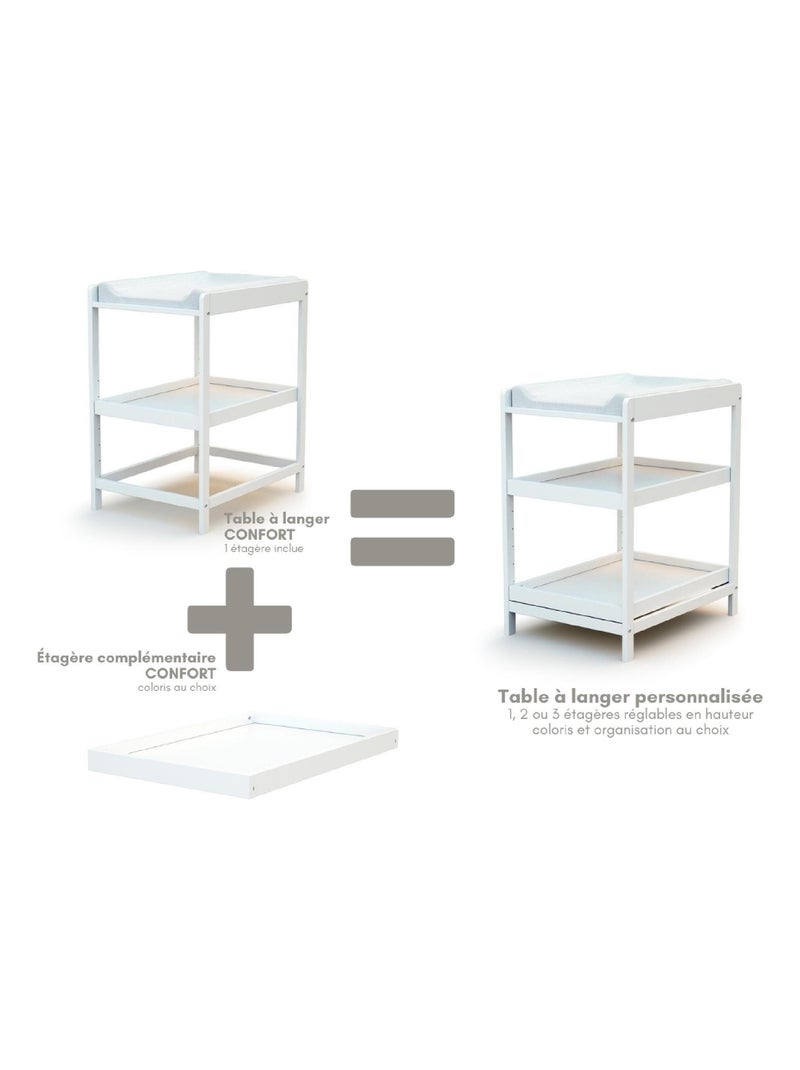 At4 - mesa muda-fraldas com 1 prateleira lima de madeira branco Branco - Kiabi