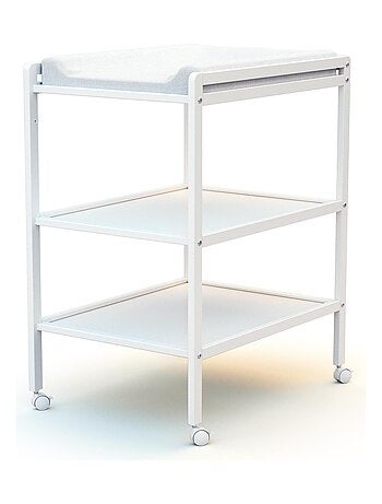 At4 - mesa muda-fraldas com 2 prateleiras lilo de madeira branco
