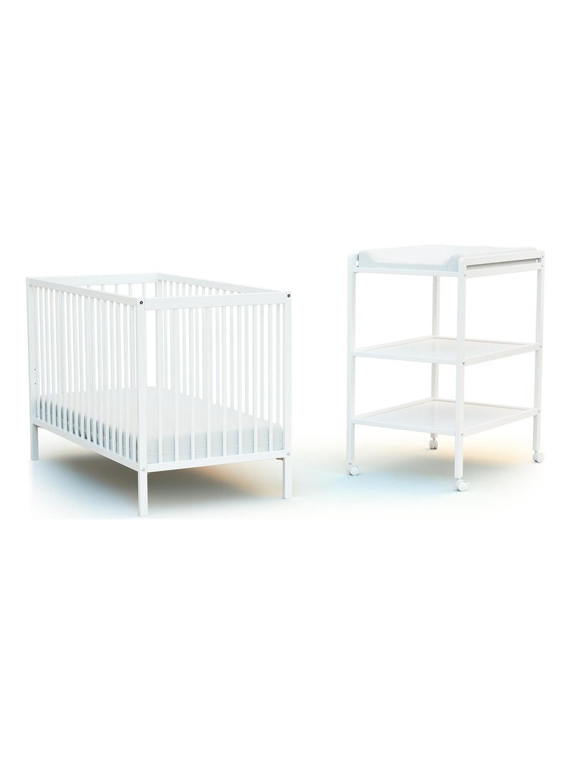 At4 - mesa muda-fraldas com 2 prateleiras lilo de madeira branco Branco - Kiabi
