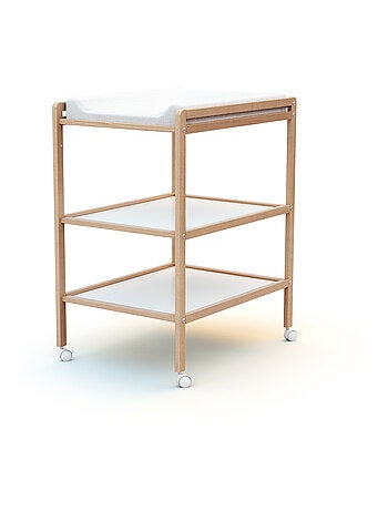 At4 - mesa muda-fraldas com 2 prateleiras lilo de madeira branco