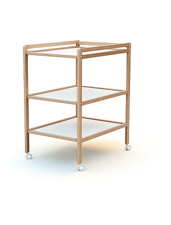 At4 - mesa muda-fraldas com 2 prateleiras lilo de madeira branco
