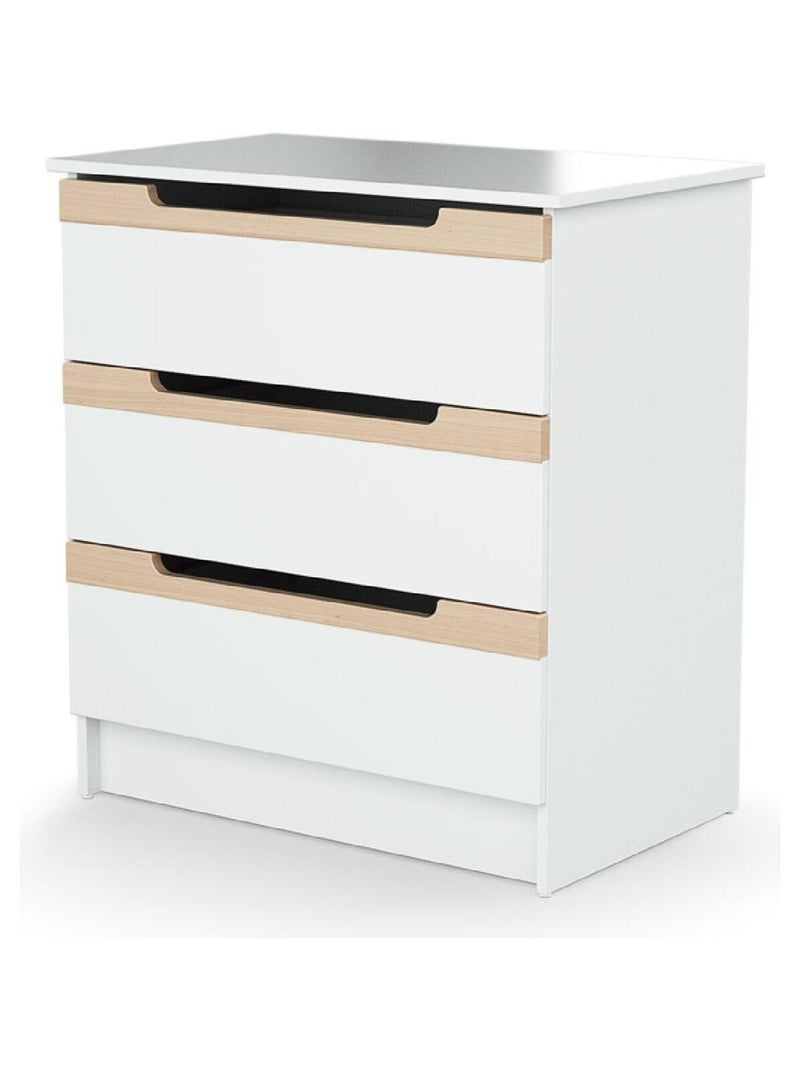 At4 - mesa trocador com 3 gavetas carrousel de madeira branco e faia Bege/Branco - Kiabi