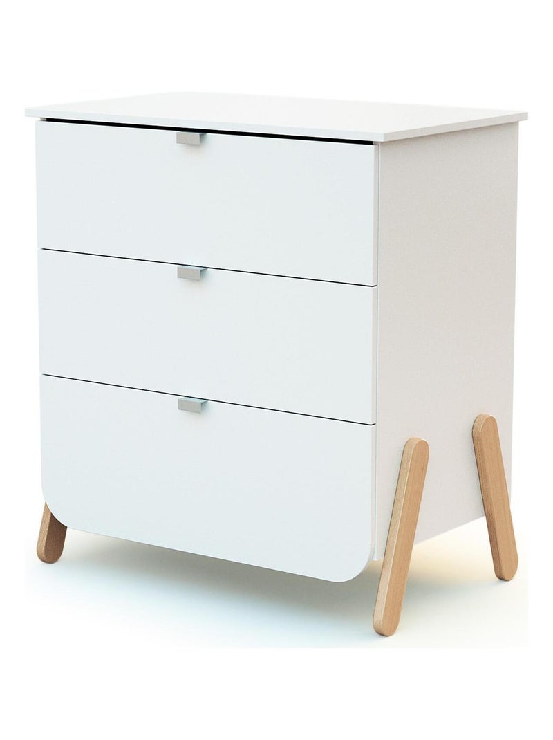 At4 - mesa trocador com 3 gavetas pirate de madeira branco e faia Branco Castanho - Kiabi
