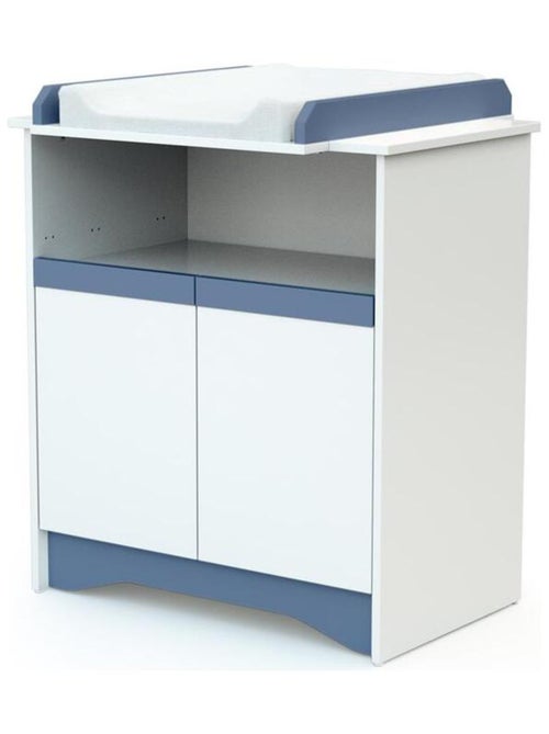 At4 - mesa trocador de 2 portas cotillon de madeira branco e azul - Kiabi