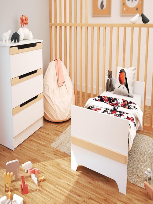 At4 - quarto de bebé com cama, fraldário e roupeiro carrousel de madeira branco e faia - Kiabi At4 - quarto de bebé com cama, fraldário e roupeiro carrousel de madeira branco e faia - Kiabi