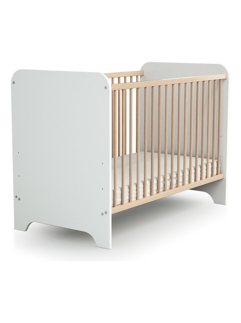At4 - quarto de bebé com cama, fraldário e roupeiro carrousel de madeira branco e faia Bege/Branco - Kiabi