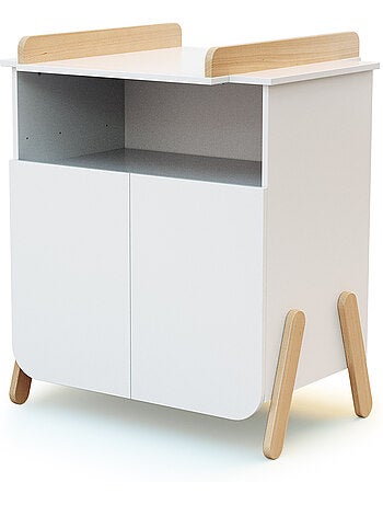 At4 - quarto de bebé com cama, fraldário e roupeiro pirate de madeira branco e faia