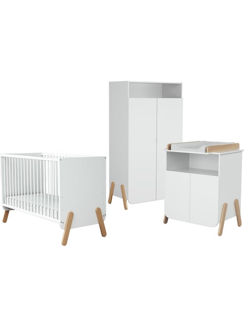 At4 - quarto de bebé com cama, fraldário e roupeiro pirate de madeira branco e faia - Kiabi At4 - quarto de bebé com cama, fraldário e roupeiro pirate de madeira branco e faia - Kiabi