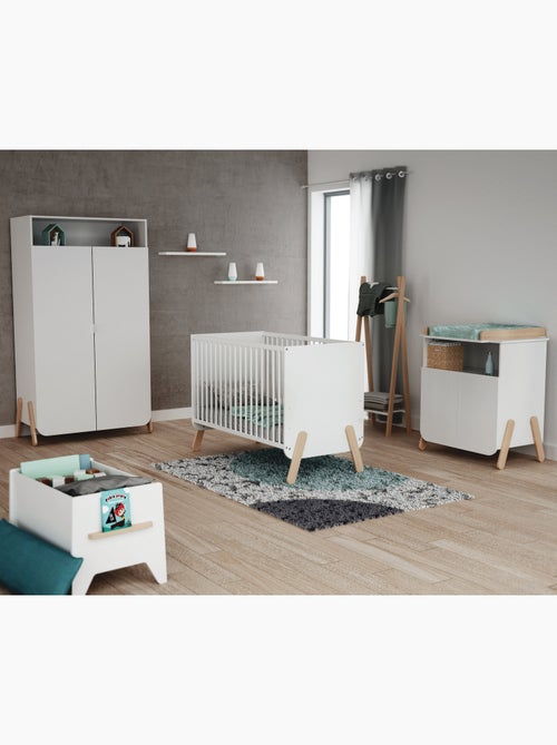 At4 - quarto de bebé com cama, fraldário e roupeiro pirate de madeira branco e faia - Kiabi At4 - quarto de bebé com cama, fraldário e roupeiro pirate de madeira branco e faia - Kiabi