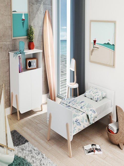 At4 - quarto de bebé com cama, fraldário e roupeiro pirate de madeira branco e faia - Kiabi At4 - quarto de bebé com cama, fraldário e roupeiro pirate de madeira branco e faia - Kiabi