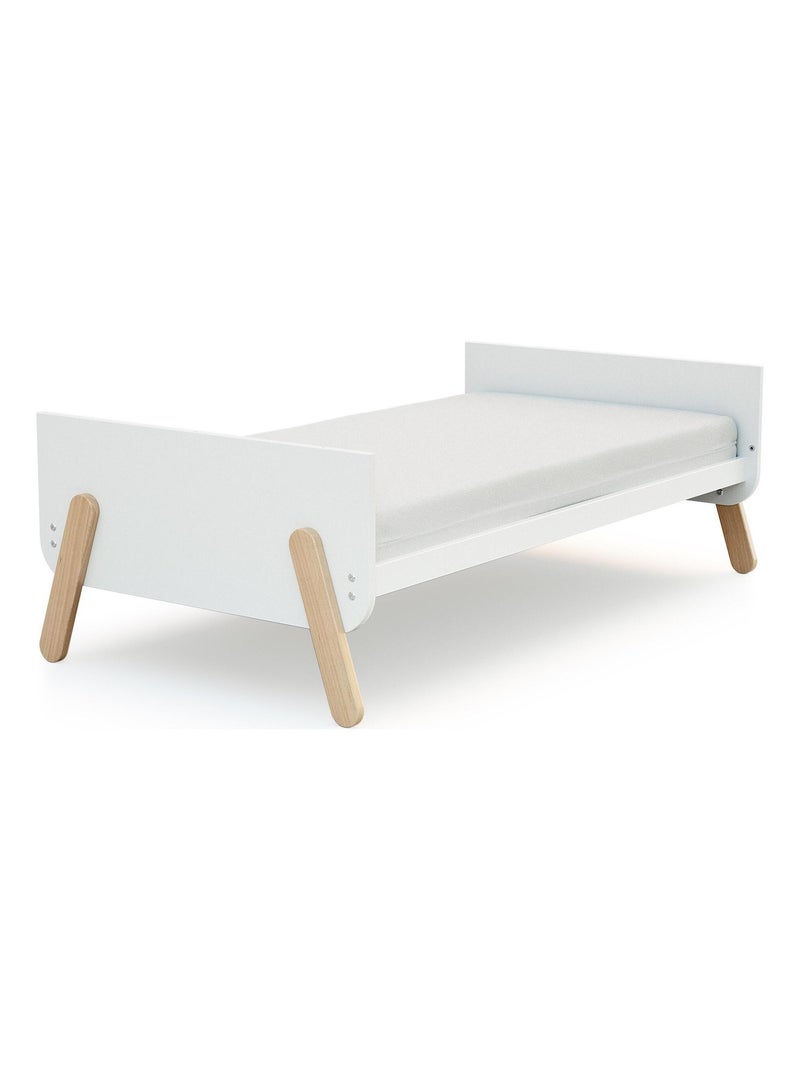 At4 - quarto de bebé com cama, fraldário e roupeiro pirate de madeira branco e faia Bege/Branco - Kiabi