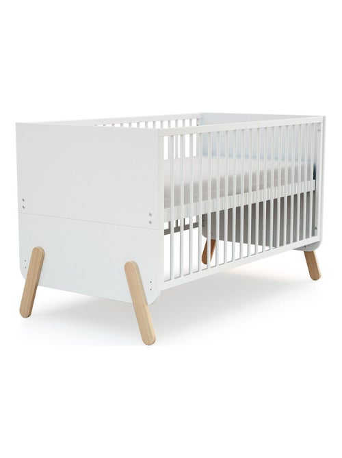 At4 - quarto de bebé com cama, fraldário e roupeiro pirate de madeira branco e faia - Kiabi