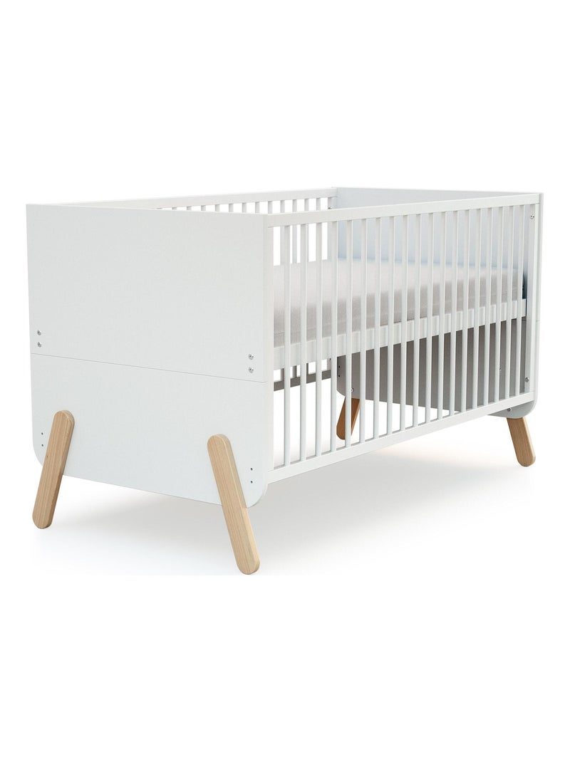 At4 - quarto de bebé com cama, fraldário e roupeiro pirate de madeira branco e faia Bege/Branco - Kiabi