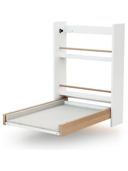 At4 - trocador de fraldas de parede dobrável com colchão eazy - branco e faia - Kiabi At4 - trocador de fraldas de parede dobrável com colchão eazy - branco e faia - Kiabi