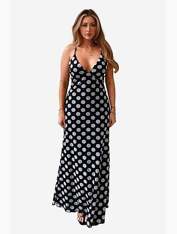 Audrey vestido maxi de bolinhas com decote em v hiccup