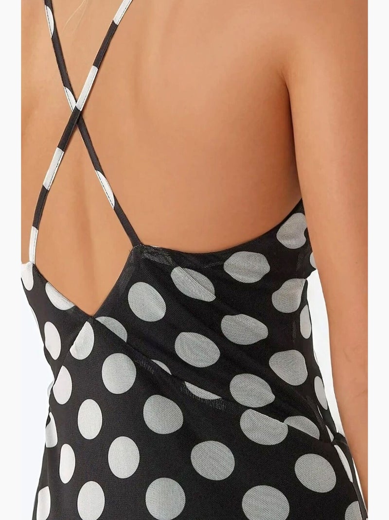 Audrey vestido maxi de bolinhas com decote em v hiccup Preto - Kiabi