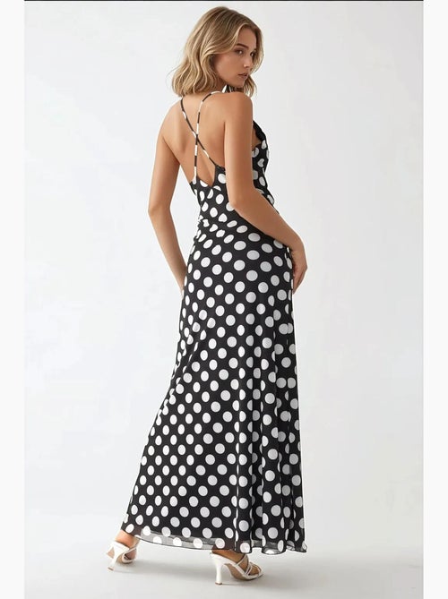 Audrey vestido maxi de bolinhas com decote em v hiccup - Kiabi