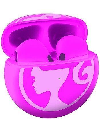 Auriculares bluetooth da barbie com estojo de carregamento