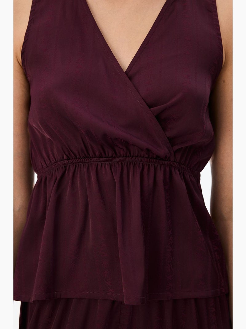 Aurora dark top de pijama em cetim floral penti Vermelho bordô - Kiabi