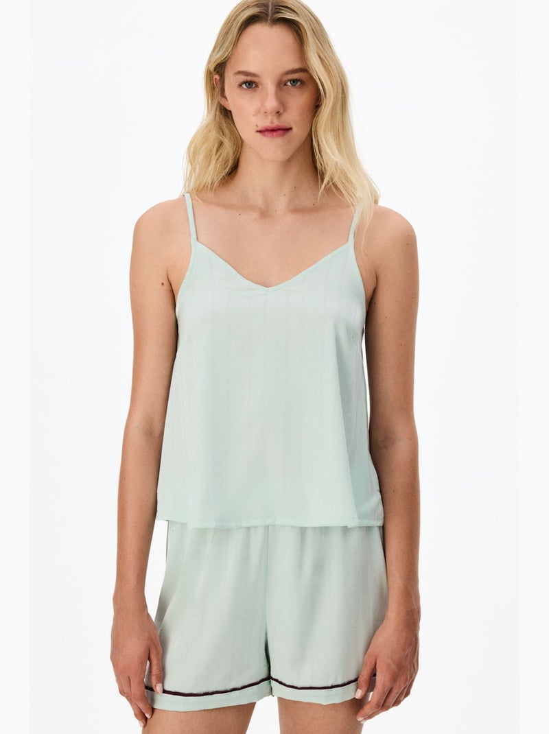 Aurora top de pijama acetinado floral penti Verde menta - Kiabi