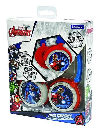 Auscultador estéreo com fios dobrável avengers com limitação de volume segura