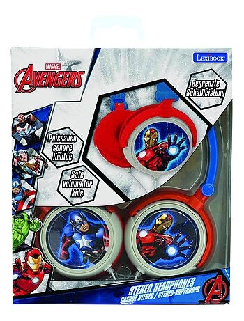 Auscultador estéreo com fios dobrável avengers com limitação de volume segura