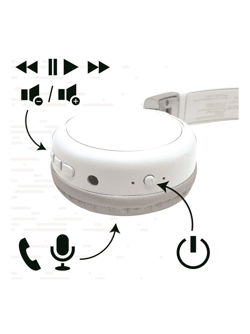 Auscultadores 2 em 1 bluetooth® e com fios, dobráveis e confortáveis design acoustix Branco - Kiabi