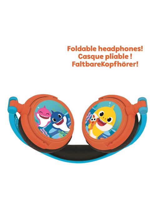 Auscultadores estéreo com fios dobráveis baby shark com limite de volume seguro - Kiabi