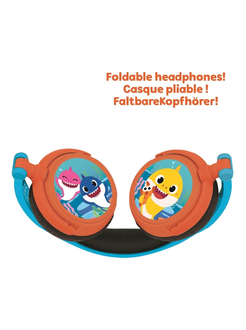 Auscultadores estéreo com fios dobráveis baby shark com limite de volume seguro Azul - Kiabi