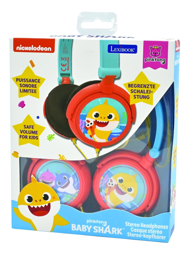 Auscultadores estéreo com fios dobráveis baby shark com limite de volume seguro Azul - Kiabi