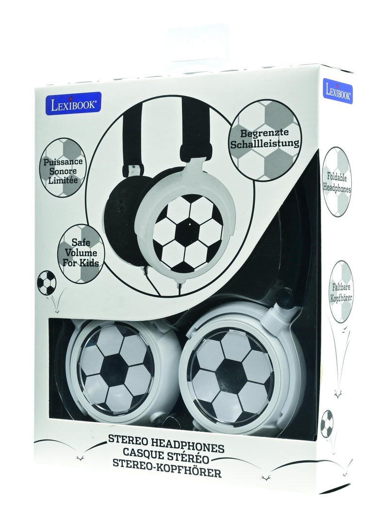 Auscultadores estéreo com fios dobráveis para futebol com limitação segura do volume Preto - Kiabi