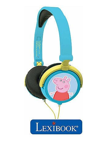 Auscultadores estéreo com fios dobráveis peppa pig com limite de volume seguro