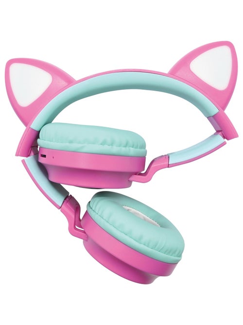Auscultadores recarregáveis sem fios com luzes em forma de orelhas de gato da barbie - Kiabi