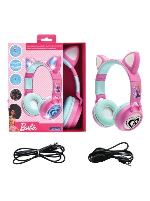 Auscultadores recarregáveis sem fios com luzes em forma de orelhas de gato da barbie - Kiabi