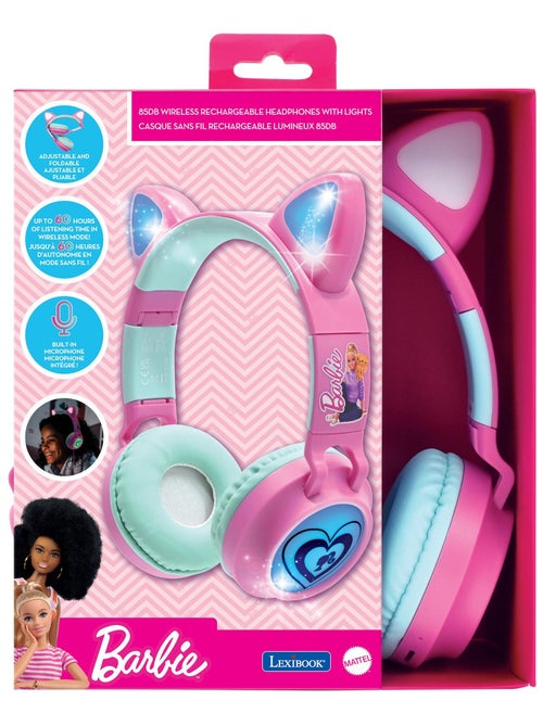 Auscultadores recarregáveis sem fios com luzes em forma de orelhas de gato da barbie - Kiabi