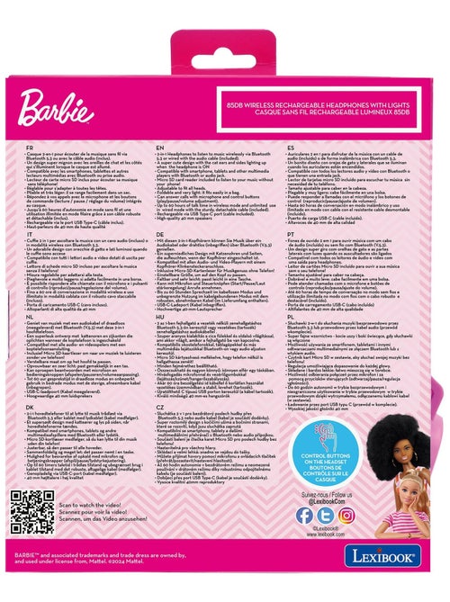 Auscultadores recarregáveis sem fios com luzes em forma de orelhas de gato da barbie - Kiabi