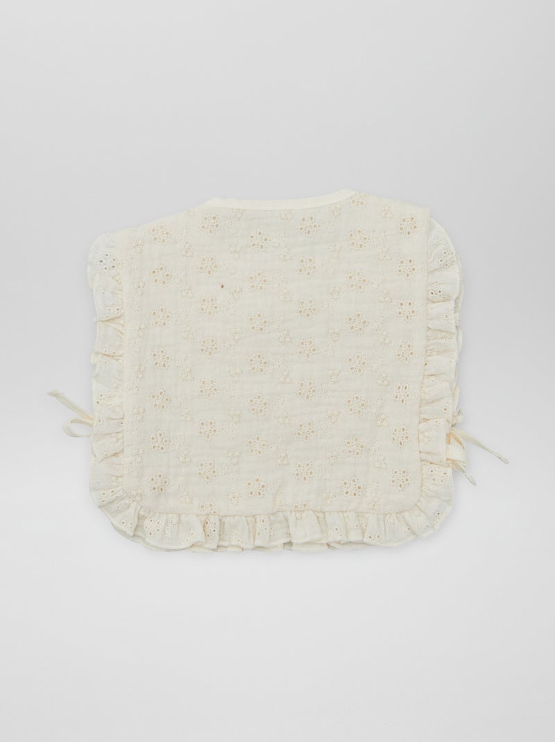 Babete de dupla face com bordado inglês BRANCO - Kiabi