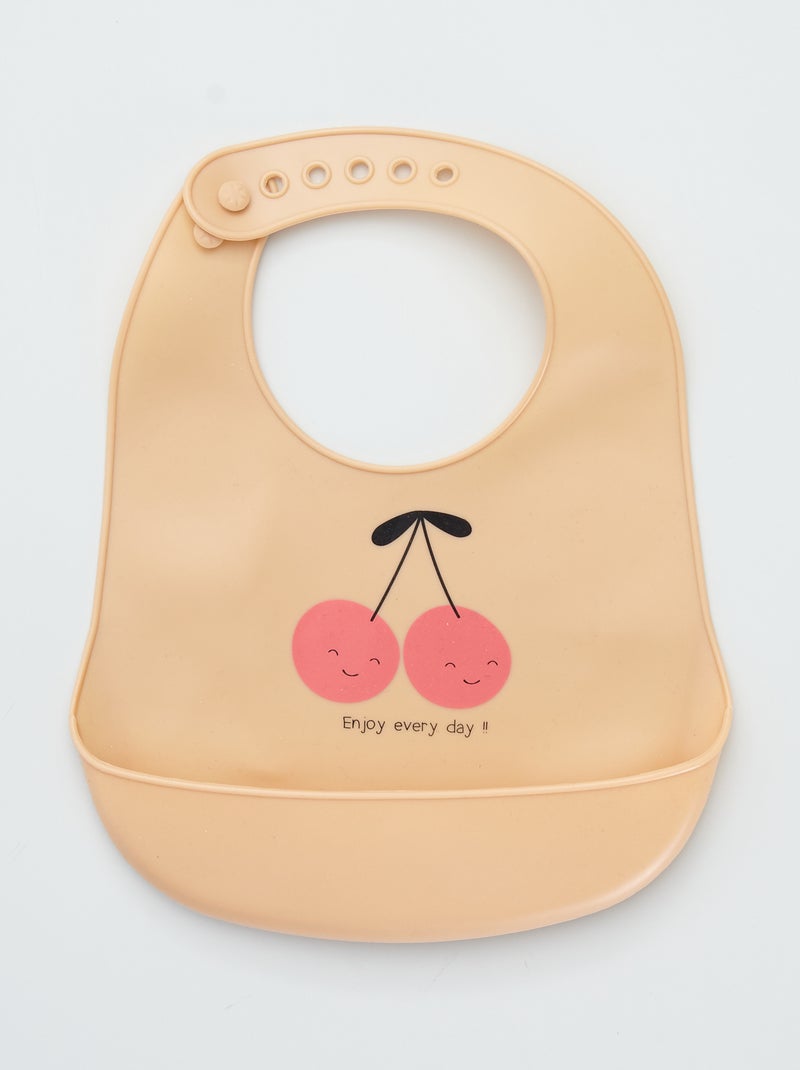 Babete de silicone estampado ROSA - Kiabi