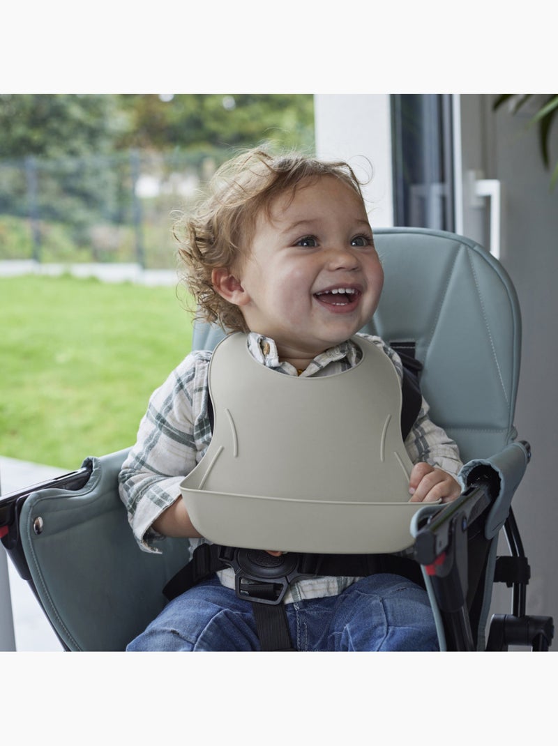 Babete impermeável thermobaby bibou com bolso frontal para alimentos Cinza - Kiabi
