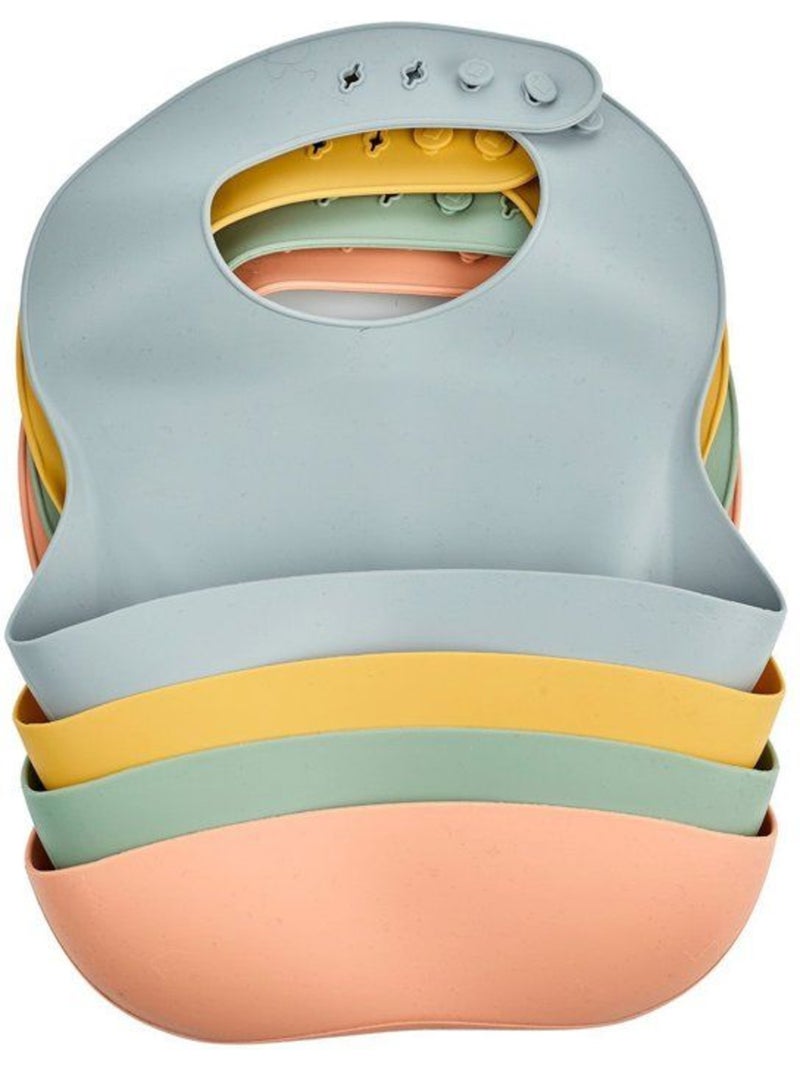 Babete silicone thermobaby com bolso apanhador e fecho ajustável 4 posições Amarelo - Kiabi
