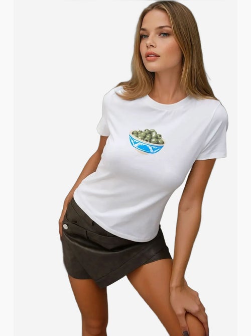 Baby tee estampada com decote redondo hiccup - Kiabi Baby tee estampada com decote redondo hiccup - Kiabi