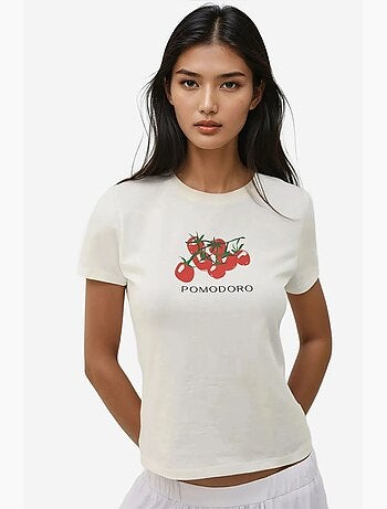 Baby tee estampada com decote redondo hiccup