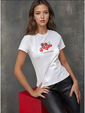 Baby tee estampada com decote redondo hiccup