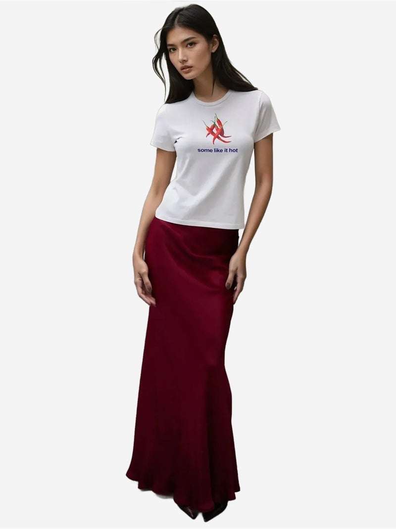 Baby tee estampada com decote redondo hiccup Marfim - Kiabi