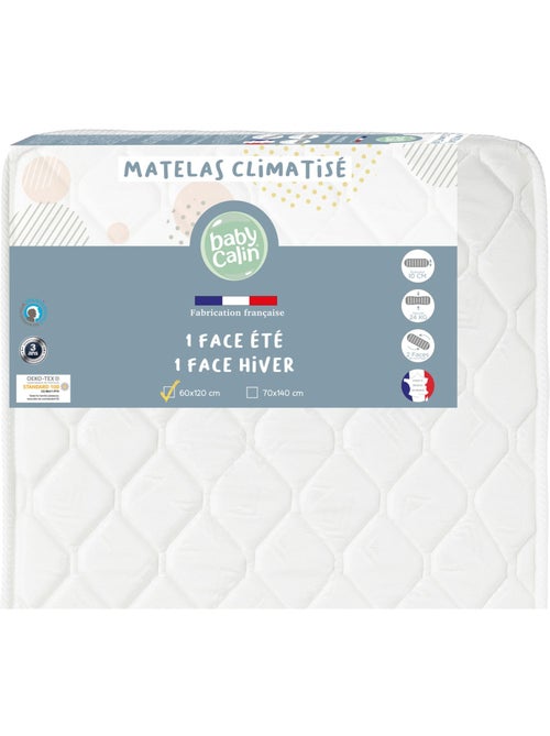 Babycalin - colchão de cama de bebê climatizado 70 x 140 cm - poliéster/polipropileno - branco - Kiabi Babycalin - colchão de cama de bebê climatizado 70 x 140 cm - poliéster/polipropileno - branco - Kiabi