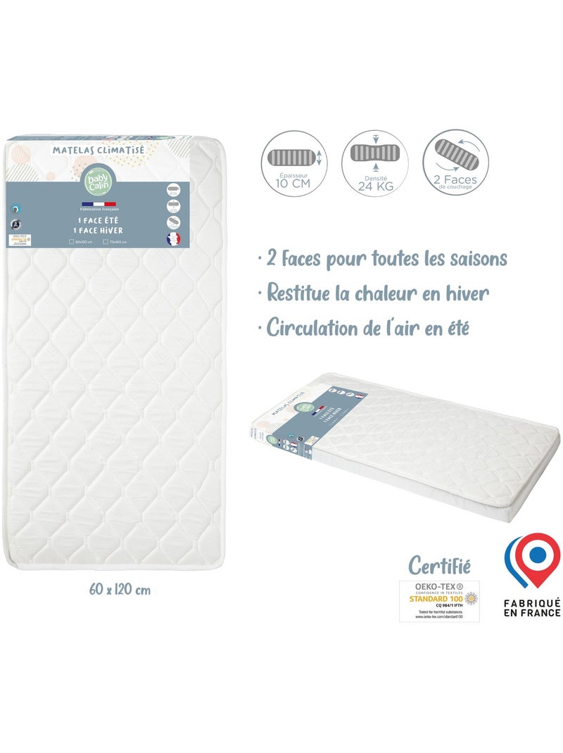 Babycalin - colchão de cama de bebê climatizado 70 x 140 cm - poliéster/polipropileno - branco Branco - Kiabi