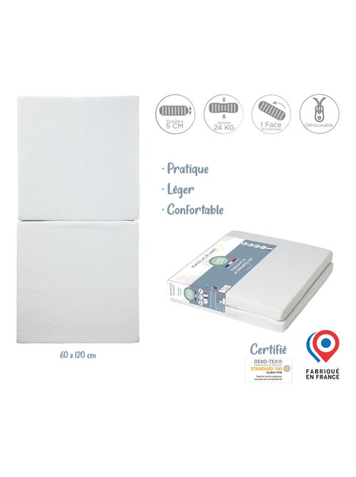 Babycalin - colchão dobrável para bebê 60 x 120 cm - 100% polipropileno - branco - Kiabi Babycalin - colchão dobrável para bebê 60 x 120 cm - 100% polipropileno - branco - Kiabi